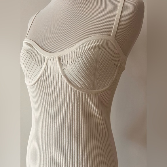NWT $395 Helmut Lang White Eyelet Bra Ribbed Dress Size M - Picture 9 of 13